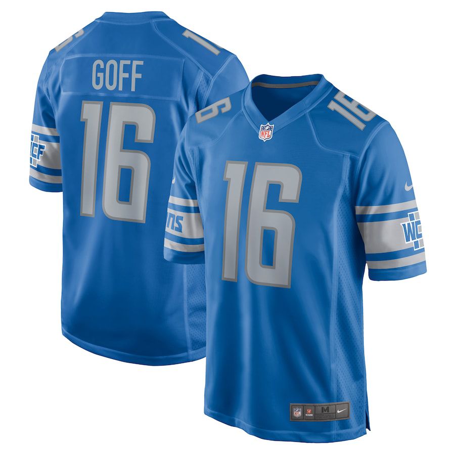 Men Detroit Lions 16 Jared Goff Nike Blue Player Game NFL Jersey